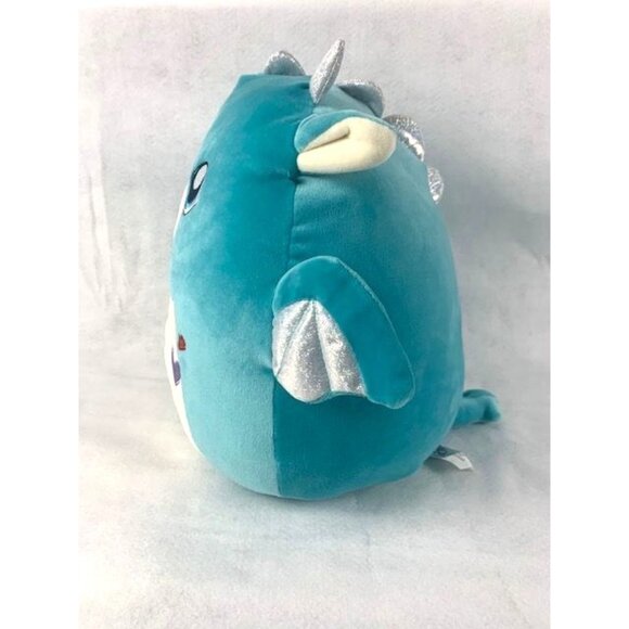 SquishMallows Tatiana The Teal Dragon 12" Plush Pillow with Hearts - Picture 4 of 9